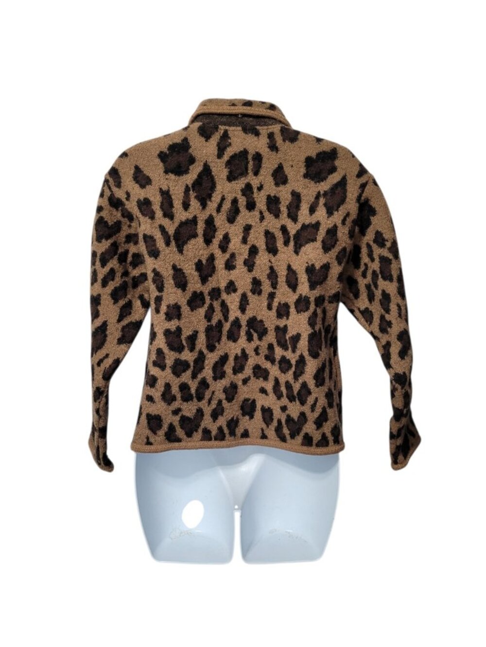 Vintage Lisa International Jacket M Boiled Wool Animal Print Full Zip Pockets - Picture 11 of 11